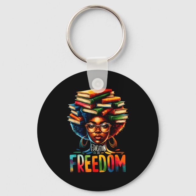 Is Black Teacher History Education Freedom Key Ring (Front)