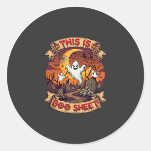 Is Boo Sheet Halloween Ghost Cemetery Pumpkins_1 Classic Round Sticker