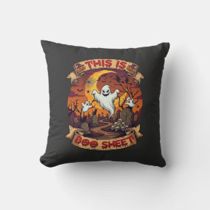 Is Boo Sheet Halloween Ghost Cemetery Pumpkins_1 Cushion