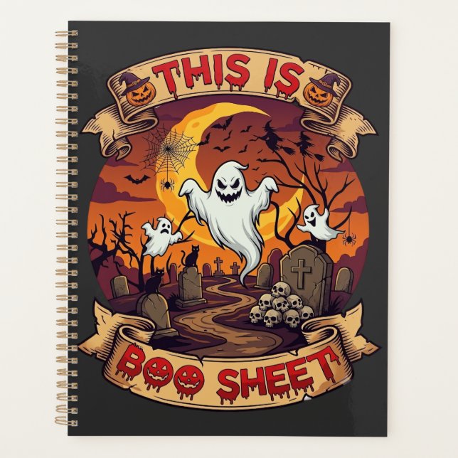Is Boo Sheet Halloween Ghost Cemetery Pumpkins_1 Planner (Front)
