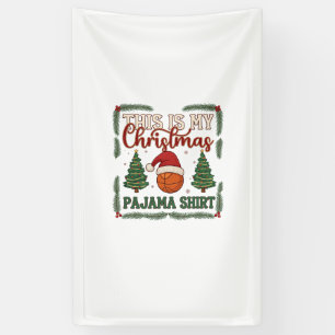 Is Christmas Pajama Basketball Santa Hat Trees Banner