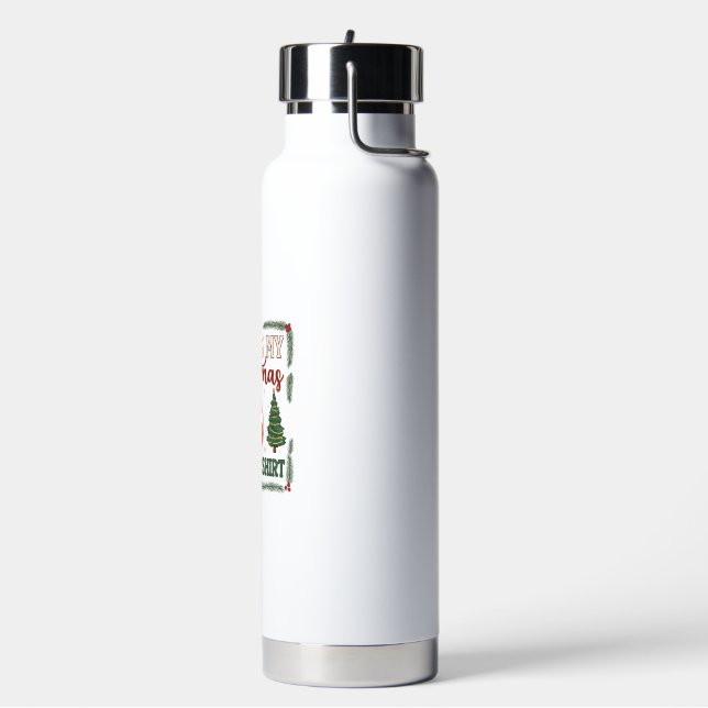 Is Christmas Pajama Basketball Santa Hat Trees Water Bottle (Left)