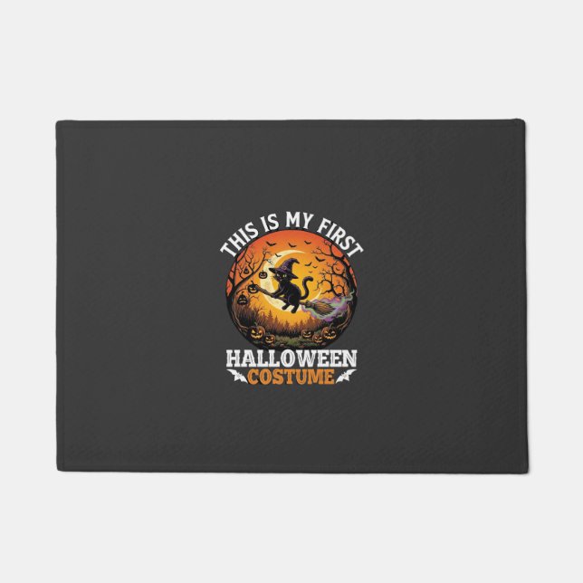 Is First Halloween Costume Black Cat Broom_1 Doormat (Front)