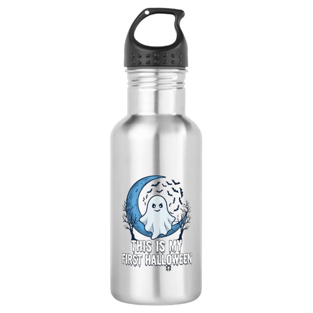 Is First Halloween Ghost Crescent Moon Bats_1 532 Ml Water Bottle (Front)