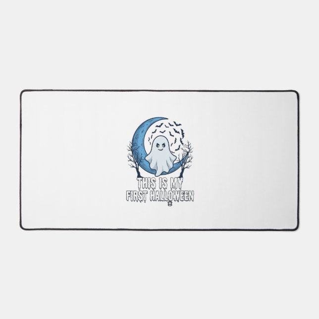 Is First Halloween Ghost Crescent Moon Bats_1 Desk Mat (Front)