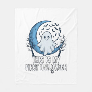Is First Halloween Ghost Crescent Moon Bats_1 Fleece Blanket