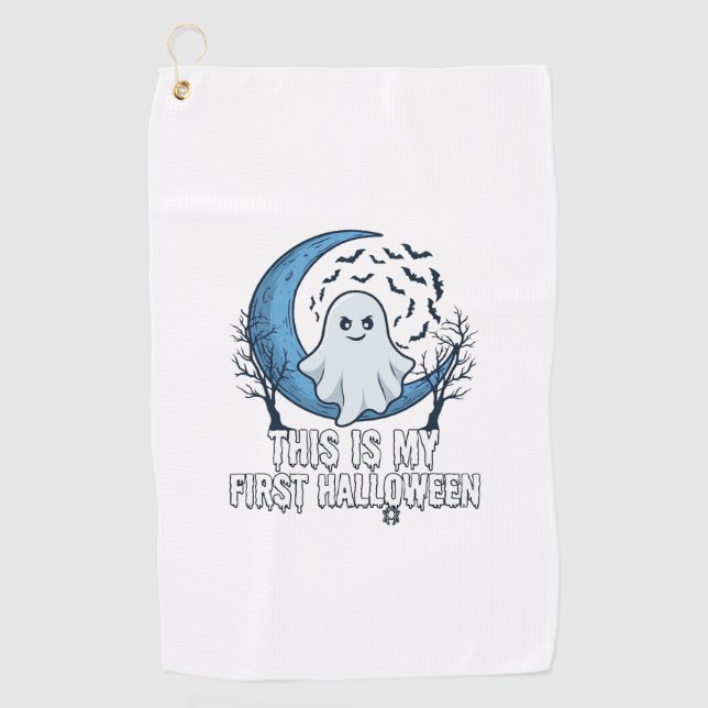 Is First Halloween Ghost Crescent Moon Bats_1 Golf Towel (Front)
