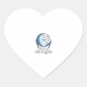 Is First Halloween Ghost Crescent Moon Bats_1 Heart Sticker