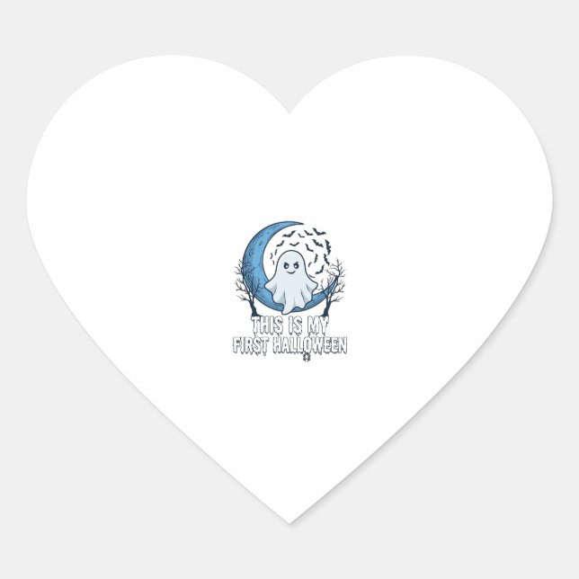 Is First Halloween Ghost Crescent Moon Bats_1 Heart Sticker (Front)