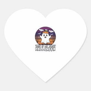 Is First Halloween Ghost Pumpkin Hat Bats_1 Heart Sticker