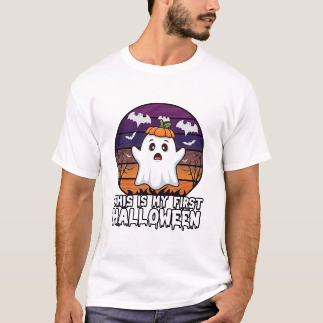 Is First Halloween Ghost Pumpkin Hat Bats_1 T-Shirt (Front)