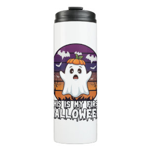 Is First Halloween Ghost Pumpkin Hat Bats_1 Thermal Tumbler