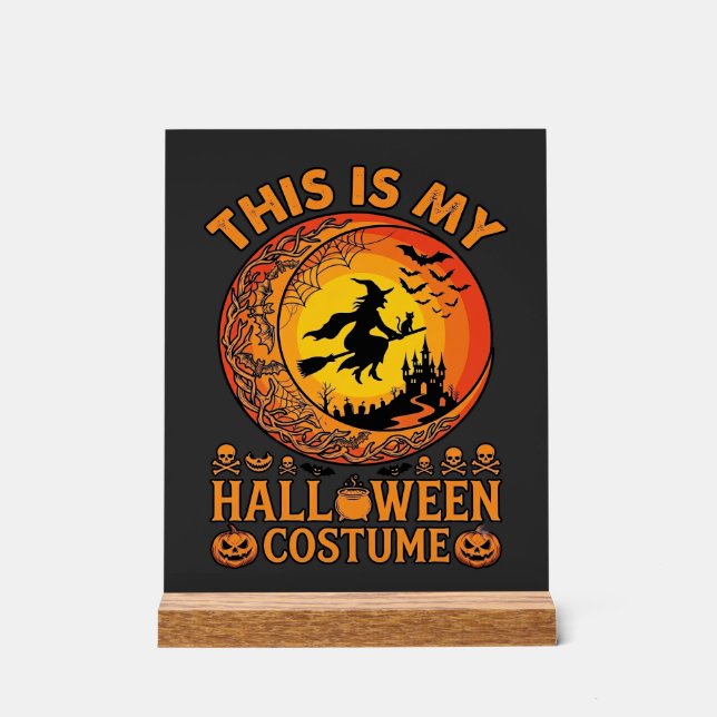 Is Halloween Costume Witch Castle Cauldron Acrylic Sign (Front)