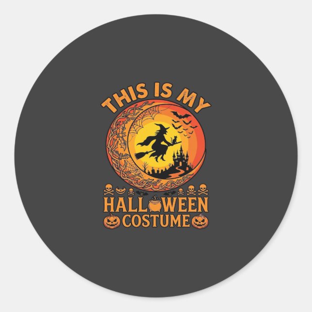Is Halloween Costume Witch Castle Cauldron Classic Round Sticker (Front)