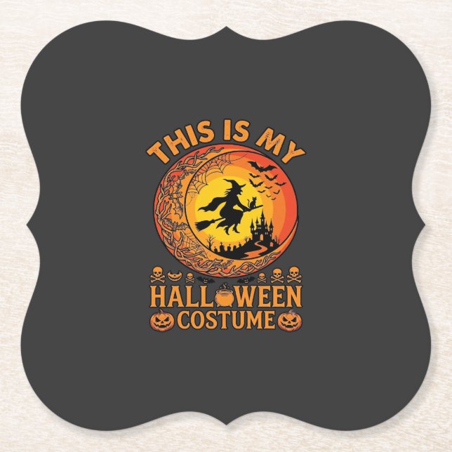 Is Halloween Costume Witch Castle Cauldron Paper Coaster (Front)