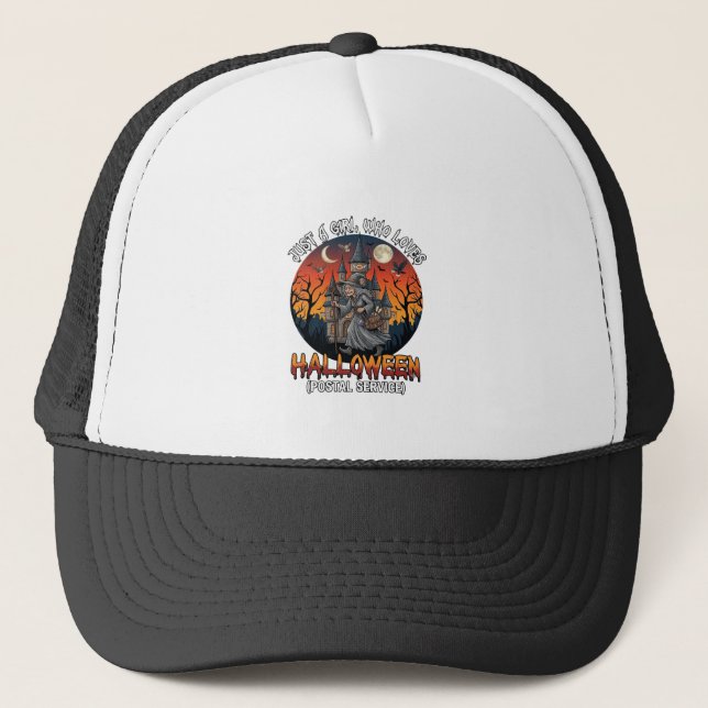 Is Halloween Witch Everybody Make Scene Postal Wor Trucker Hat (Front)