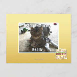 Is hug. He likes. Postcard