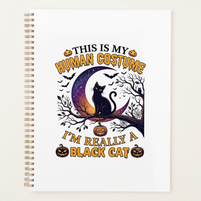 Is Human Costume Black Cat Halloween Moon_1 Planner (Front)