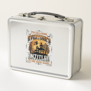 Is Human Costume French Bulldog Pumpkin Halloween_ Metal Lunch Box