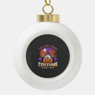 Is Human Costume Husky Pumpkin Halloween Ghosts_1 Ceramic Ball Christmas Ornament