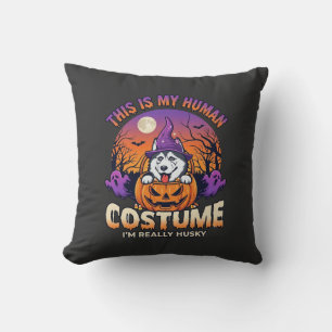 Is Human Costume Husky Pumpkin Halloween Ghosts_1 Cushion