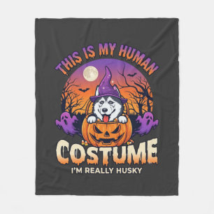 Is Human Costume Husky Pumpkin Halloween Ghosts_1 Fleece Blanket