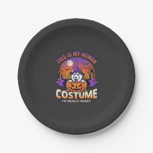Is Human Costume Husky Pumpkin Halloween Ghosts_1 Paper Plate