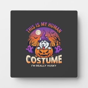 Is Human Costume Husky Pumpkin Halloween Ghosts_1 Plaque