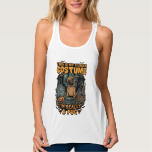 Is Human Costume Pug Halloween Pumpkin Tombstone_1 Singlet