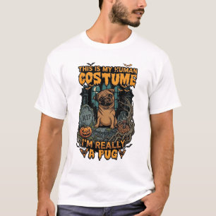 Is Human Costume Pug Halloween Pumpkin Tombstone_1 T-Shirt