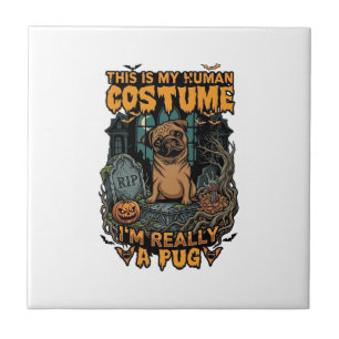 Is Human Costume Pug Halloween Pumpkin Tombstone_1 Tile