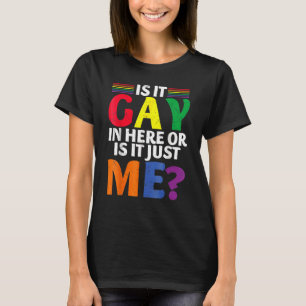 Is It Gay In Here Or Is It Just Me Fun Lgbt Gay Pr T-Shirt