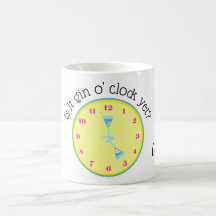 Is it gin o' clock yet? Cocktail glasses and clock