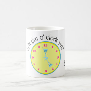 Is it gin o' clock yet? Cocktail glasses and clock Coffee Mug