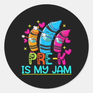 Is My Jam - Cute Pre-k Grade Teacher Crayon 100 Da Classic Round Sticker