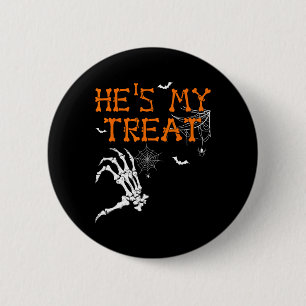 Is My Trick Hes Is My Treat Halloween Couple Skele 6 Cm Round Badge
