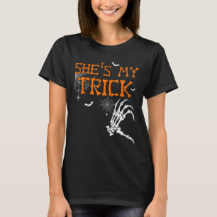 Is My Trick Hes Is My Treat Halloween Couple Skele T-Shirt