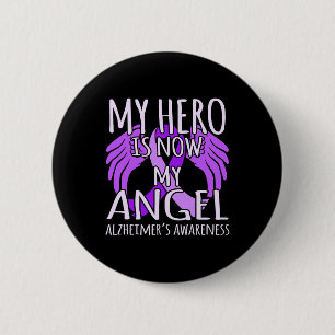Is Now My Angel Alzheimerheimer's Awareness Purple 6 Cm Round Badge