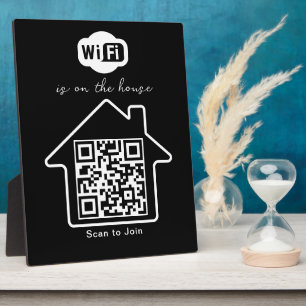 Is On The House   Modern Minimalist WiFi QR Code Plaque