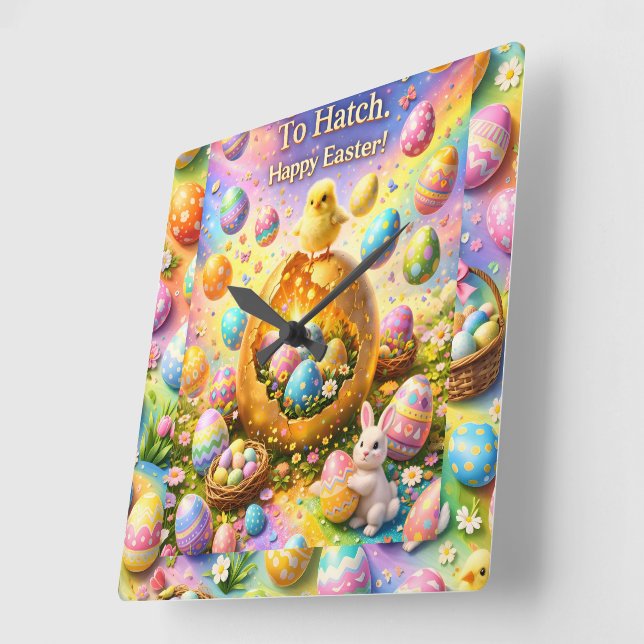 Is ready to hatch magical happy Easter wall Square Wall Clock (Angle)