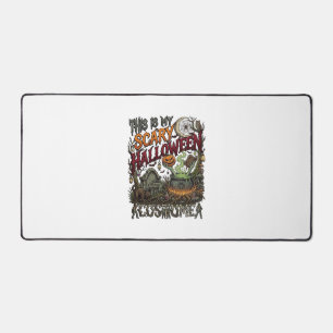 Is Scary Halloween Costume Cauldron Pumpkin Cat_1 Desk Mat