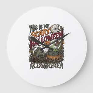Is Scary Halloween Costume Cauldron Pumpkin Cat_1 Large Clock