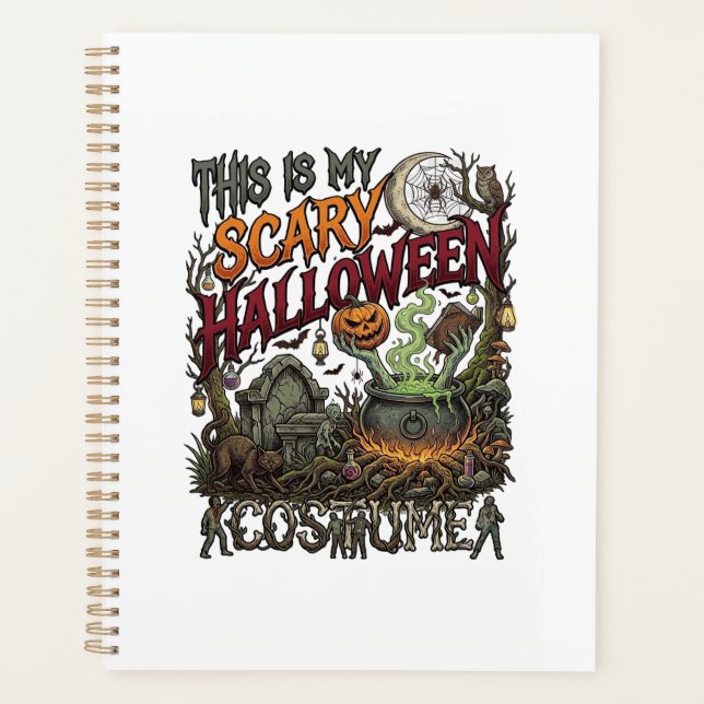 Is Scary Halloween Costume Cauldron Pumpkin Cat_1 Planner (Front)