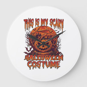 Is Scary Halloween Costume Pumpkin Spider Bat_1 Large Clock