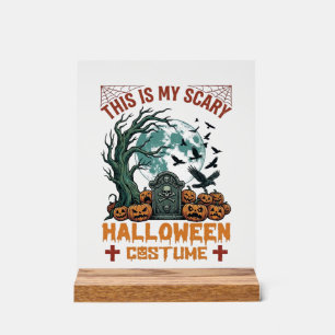 Is Scary Halloween Costume Tombstone Pumpkins Moon Acrylic Sign