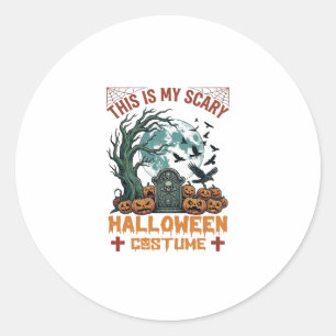 Is Scary Halloween Costume Tombstone Pumpkins Moon Classic Round Sticker