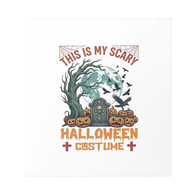 Is Scary Halloween Costume Tombstone Pumpkins Moon Notepad (Front)