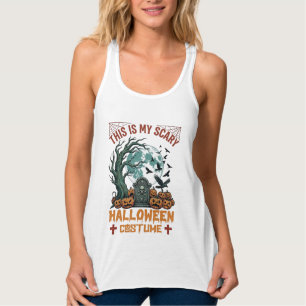 Is Scary Halloween Costume Tombstone Pumpkins Moon Singlet