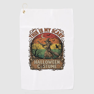 Is Scary Halloween Costume Witch Broom Cat Golf Towel