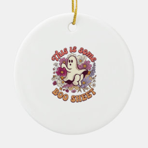 Is Some Boo Sheet Ghost Retro Flowers_1 Ceramic Tree Decoration